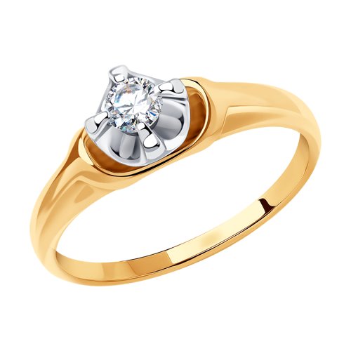 Кольцо, золото, фианит, 018672